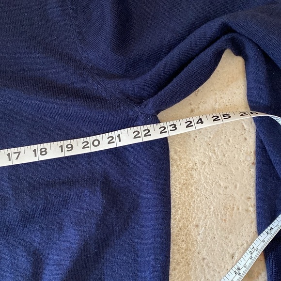 Jos A Bank Sweater Mens Merino Wool Blend V-neck Pullover Navy Classic Grandpa L - Picture 7 of 9